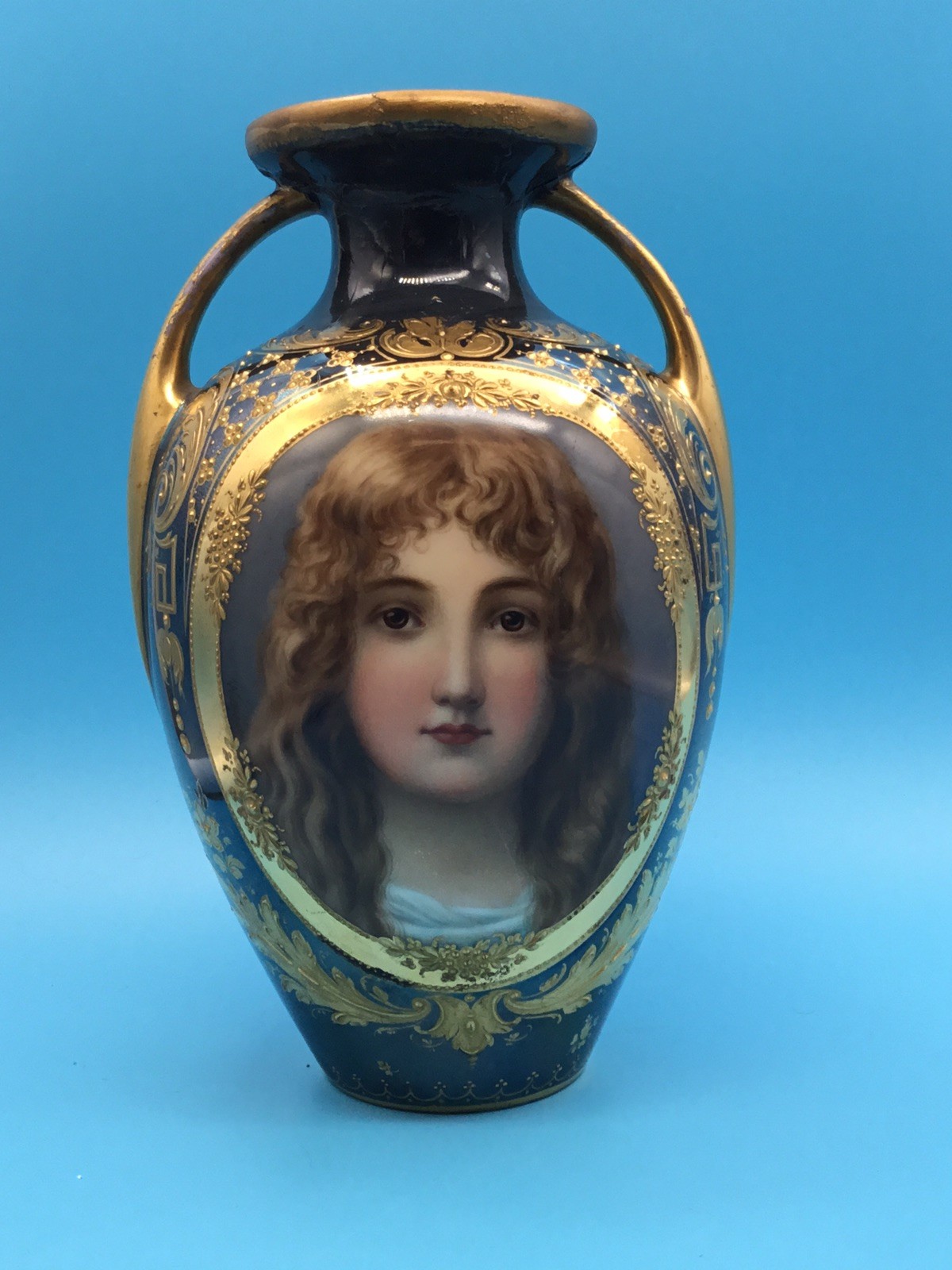 Antique Royal Vienna Vase Signed Wagner Portrait Vase 7\ Antique Royal Vienna Vase Signed Wagner Portrait Vase 7\