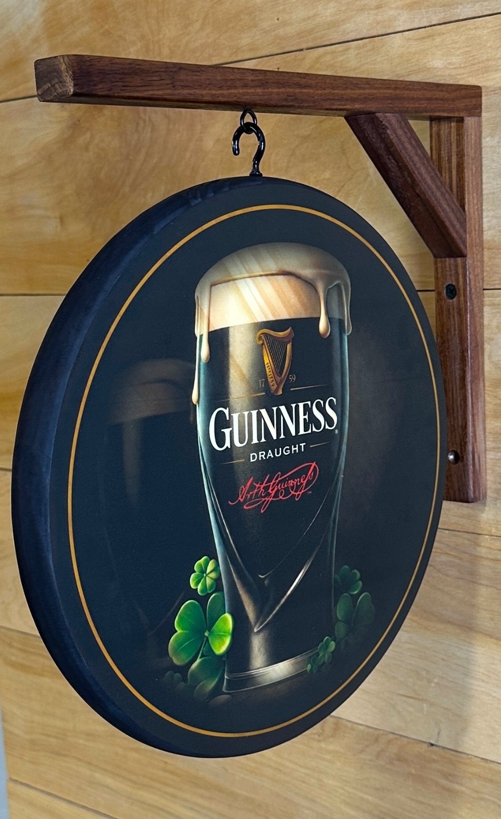 Guinness Pint Wooden Double Sided Pub Sign, 12 in diameter Guinness Pint Wooden Double Sided Pub Sign, 12 in diameter