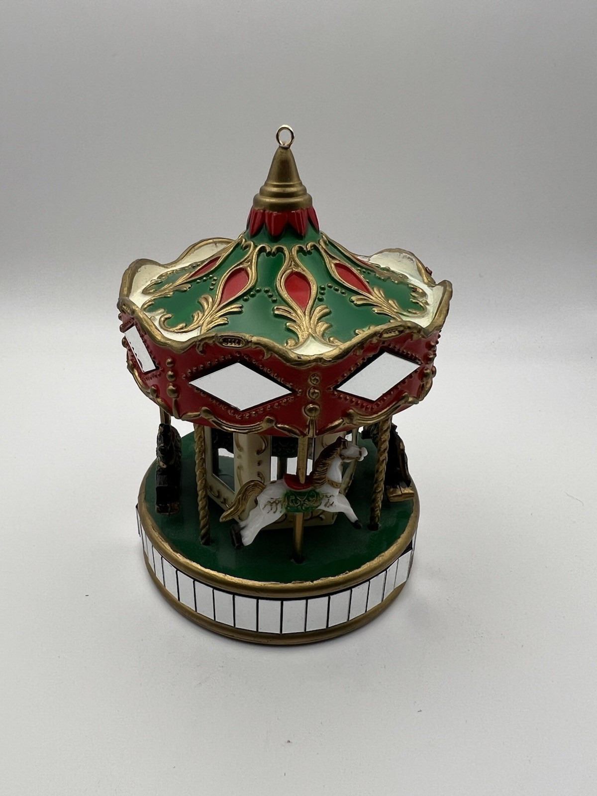 Vintage 1991 Noma Mirror Carousel 4 Horses Merry-Go-Round Ornament 4”