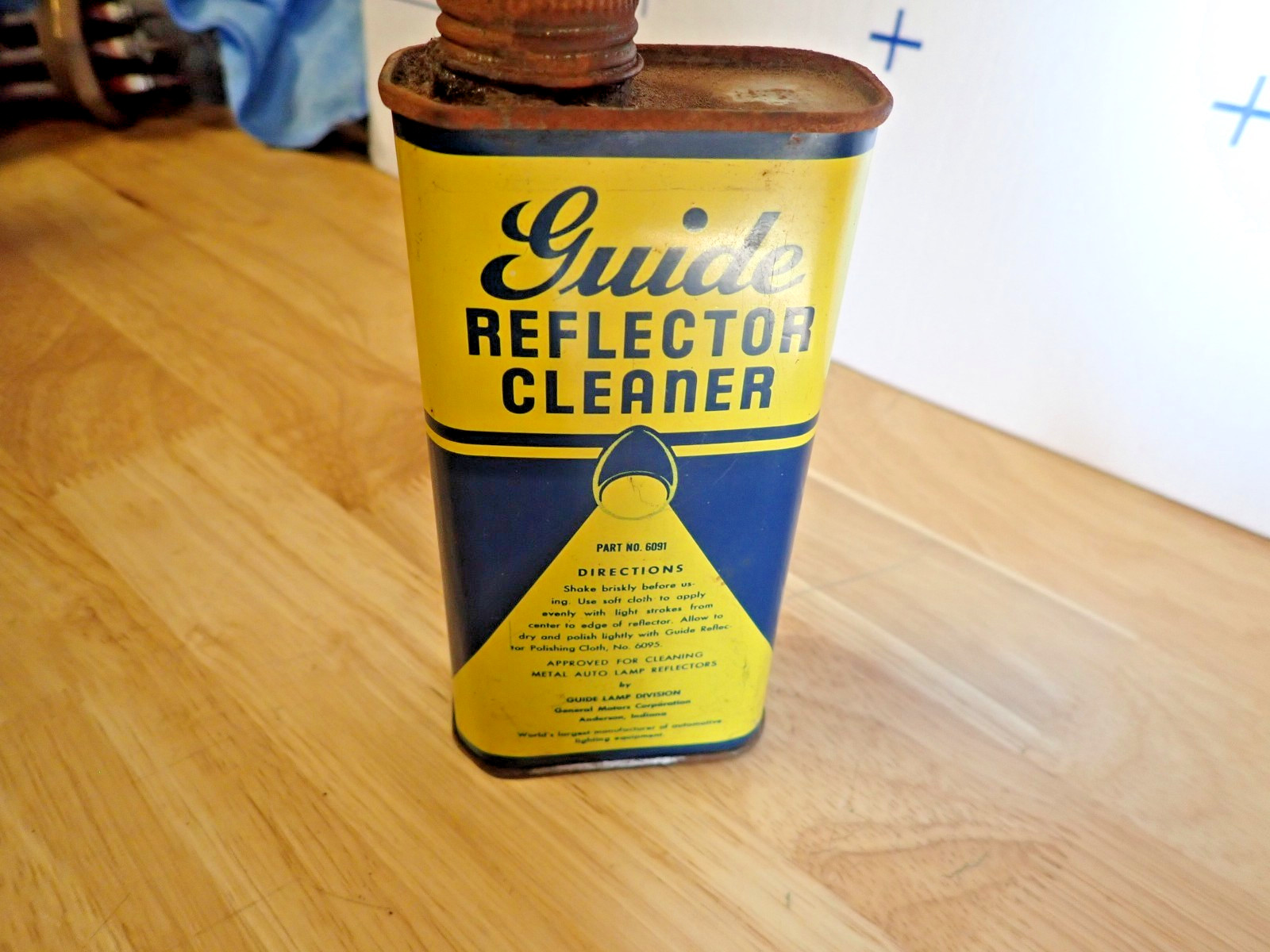 Vintage 1930s 1940s GM Guide Reflector Cleaner Can Very Rare Chevrolet Pontiac +