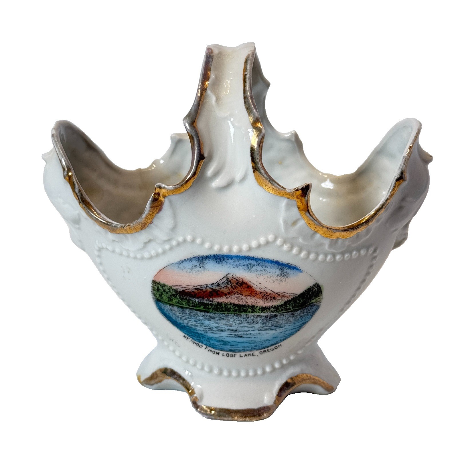 LOST LAKE OREGON ORE Antique MT HOOD Souvenir PAINTED TRINKET LOST LAKE OREGON ORE Antique MT HOOD Souvenir PAINTED TRINKET