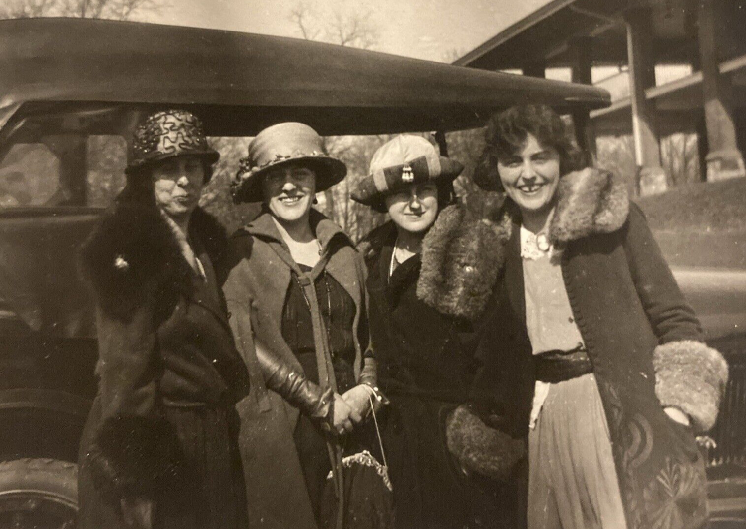 1910s-1920s Pretty Fashionable Stylish Ladies Women Car Original Photo P11f13