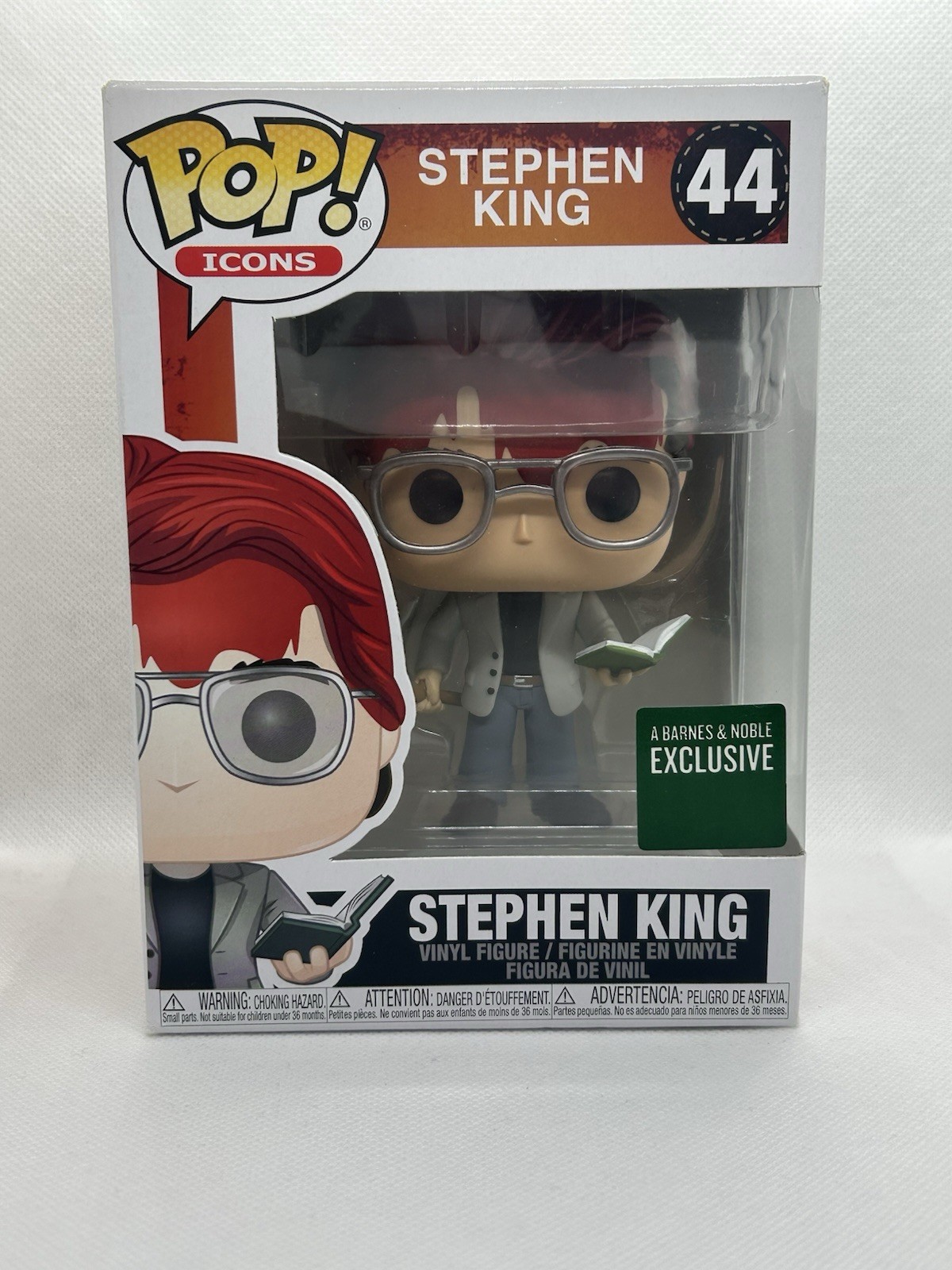 Stephen King #44 ~ Funko Pop Icons Barnes and Noble Exclusive in Hand Stephen King #44 ~ Funko Pop Icons Barnes and Noble Exclusive in Hand