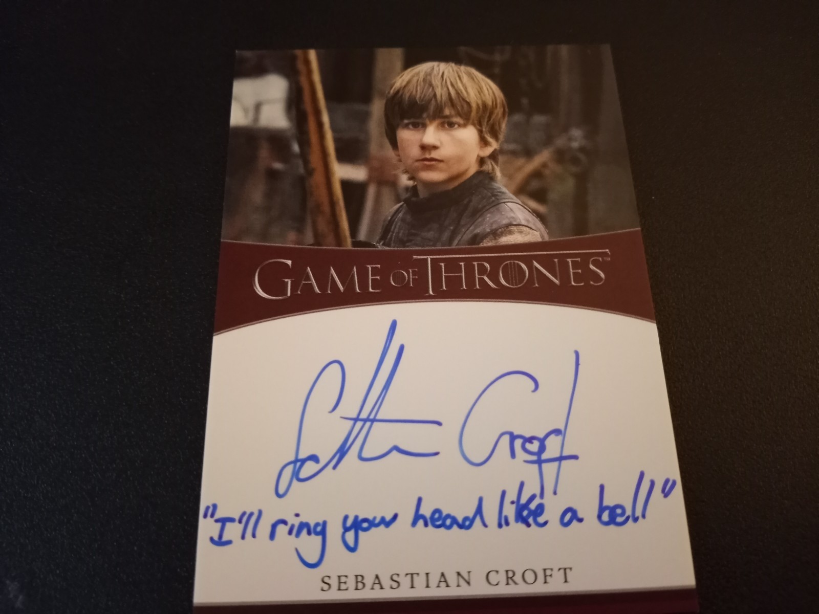 2021 Game Of Thrones Sebastian Croft RARE Ring Your Head Inscription Autograph 2021 Game Of Thrones Sebastian Croft RARE Ring Your Head Inscription Autograph