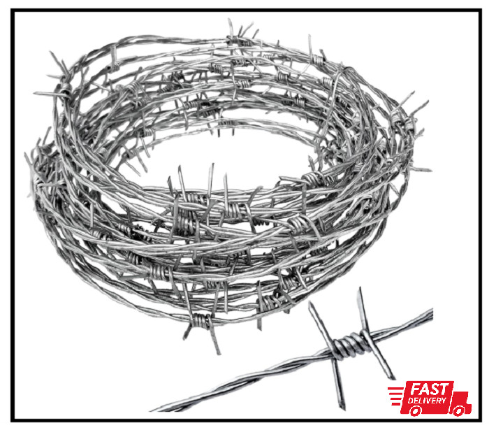 Real Barbed Wire 25Ft 18 Gauge - Great for Crafts Fences and Critter Deterrent Real Barbed Wire 25Ft 18 Gauge - Great for Crafts Fences and Critter Deterrent