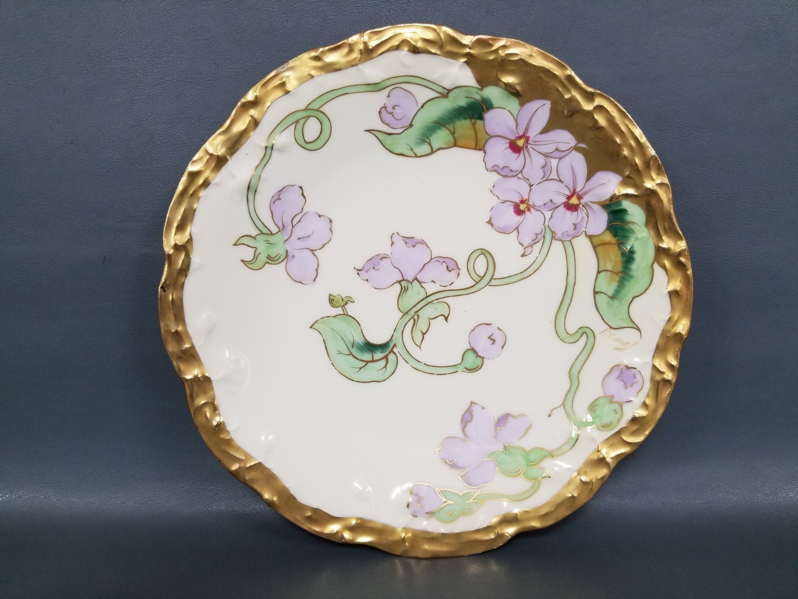 Antique Elite Works Limoges French Floral Hand Painted Plate 9\