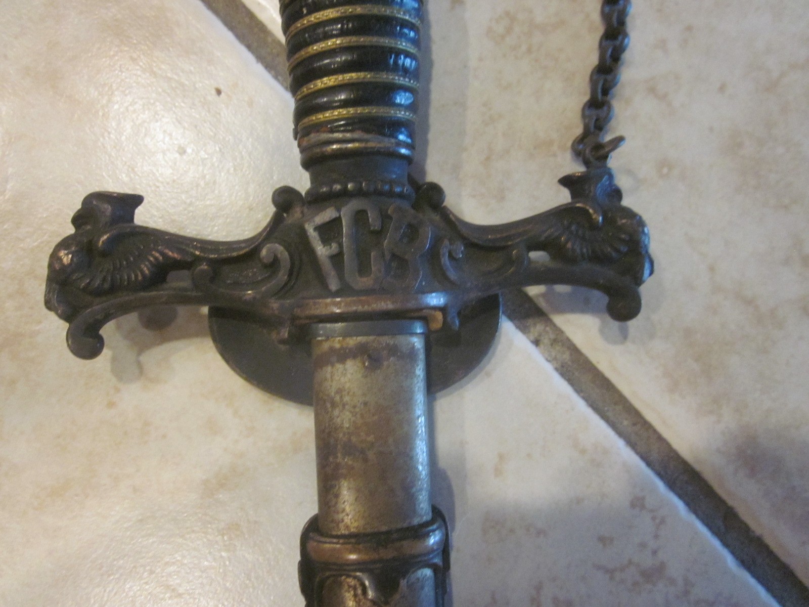 ANTIQUE FCB KNIGHTS OF PYTHIAS CEREMONIAL SWORD w/ Scabbard ANTIQUE FCB KNIGHTS OF PYTHIAS CEREMONIAL SWORD w/ Scabbard