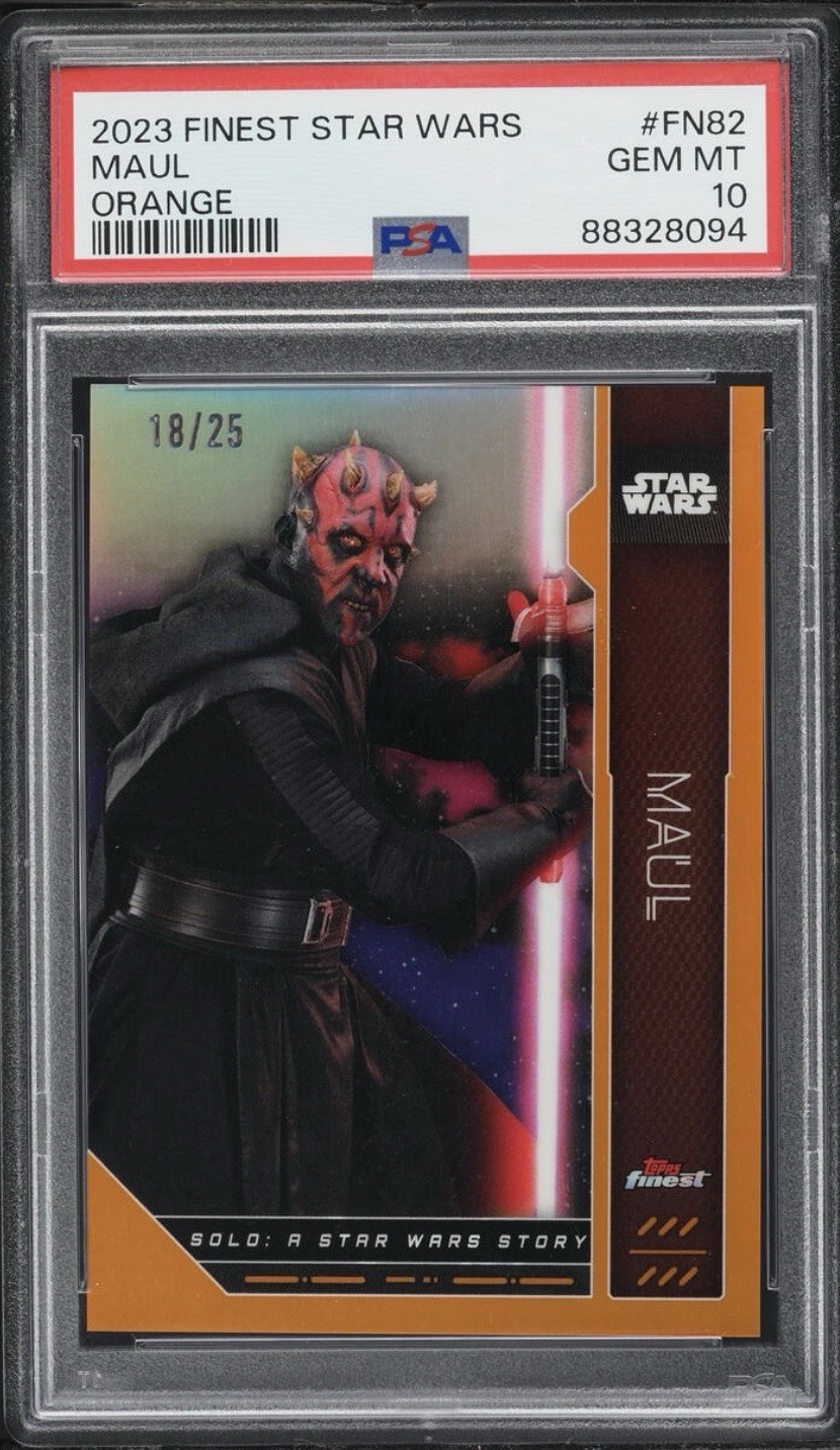 2023 Topps Finest Star Wars DARTH MAUL #FN-82 Orange 18/25 PSA 10 GEM MINT
