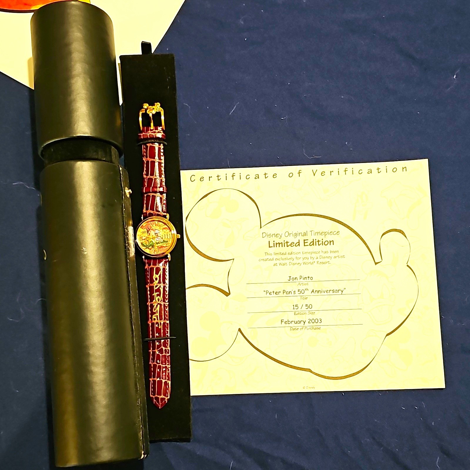 Disney Limited Edition Peter Pan 50th Anniversary Watch Set w/ Certificate 2003 