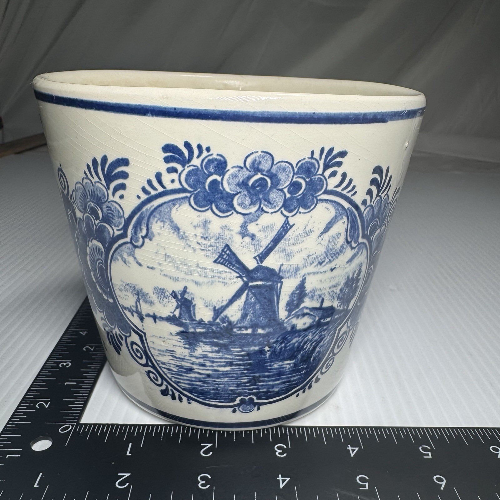 Vintage Delft Blauw Hand Painted Flower Pot Made In Holland 4.75\