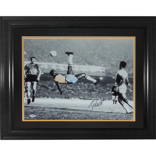 Pele Autographed Brazil Soccer (Bicycle Kick Spotlight) Deluxe Framed 16x20 Phot Pele Autographed Brazil Soccer (Bicycle Kick Spotlight) Deluxe Framed 16x20 Phot
