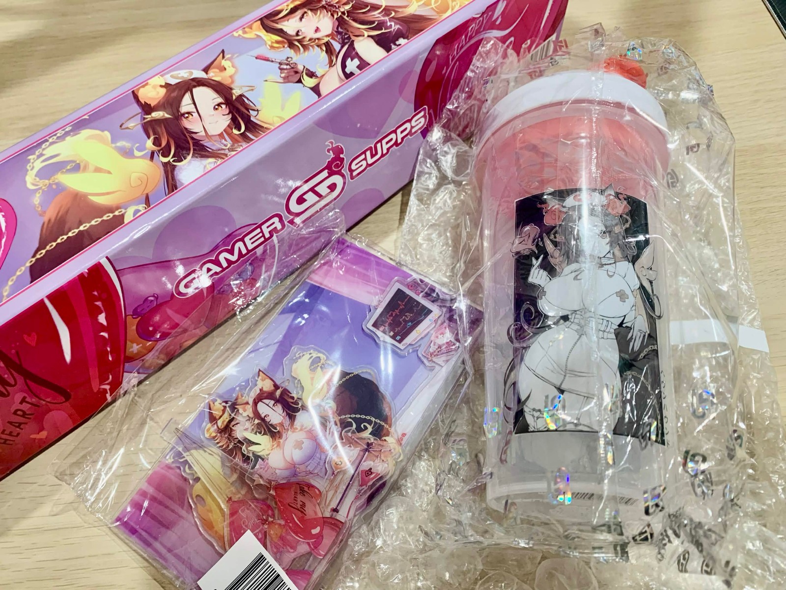 sinder gamersupps nurse 3 item set All new unused, acrylic stand, cup, desk mat sinder gamersupps nurse 3 item set All new unused, acrylic stand, cup, desk mat
