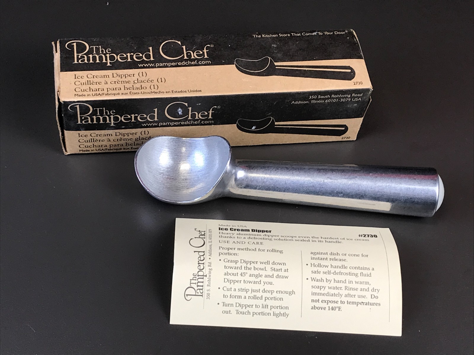 Pampered Chef ICE CREAM DIPPER Scoop Made in USA #2730 Brand New in Box Pampered Chef ICE CREAM DIPPER Scoop Made in USA #2730 Brand New in Box