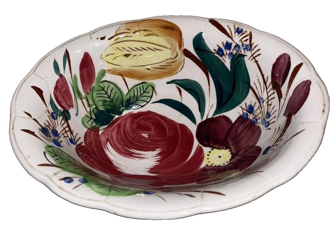 Nice Vintage Italian Ceramic Floral Oval Serving Bowl Fun Nice Vintage Italian Ceramic Floral Oval Serving Bowl Fun