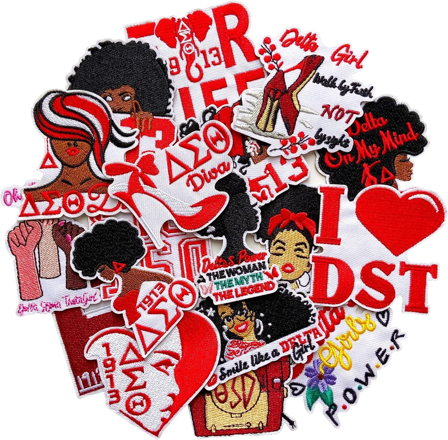 18Pcs Delta Sigma Sorority Theta Iron on Patches Paraphernalia, Cute Embroidered 18Pcs Delta Sigma Sorority Theta Iron on Patches Paraphernalia, Cute Embroidered
