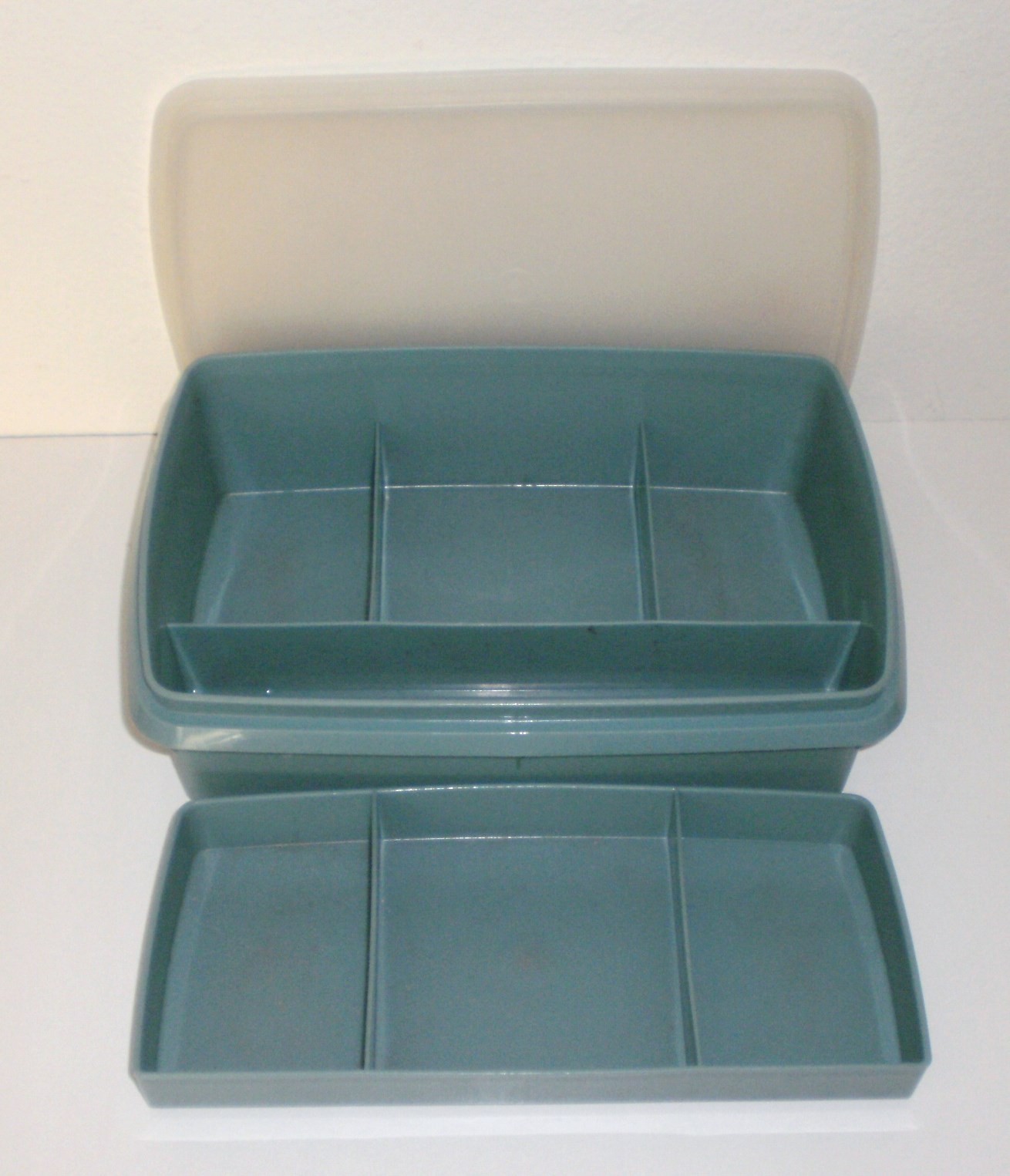 Tupperware Stow-n-Go 3-Piece Blue Storage Container Organizer Box 767~768-769 Tupperware Stow-n-Go 3-Piece Blue Storage Container Organizer Box 767~768-769