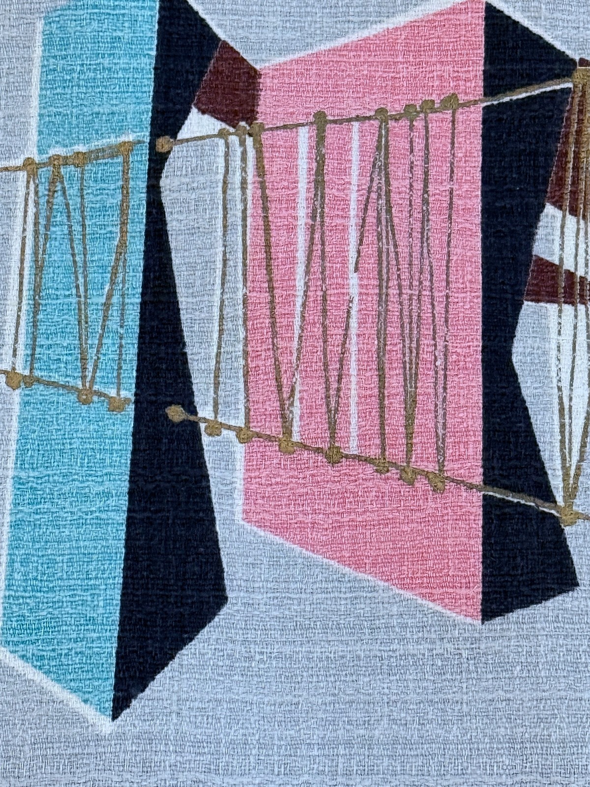 Architectural Space Age Atomic Mid Century Surrealist Barkcloth Vintage Fabric Architectural Space Age Atomic Mid Century Surrealist Barkcloth Vintage Fabric