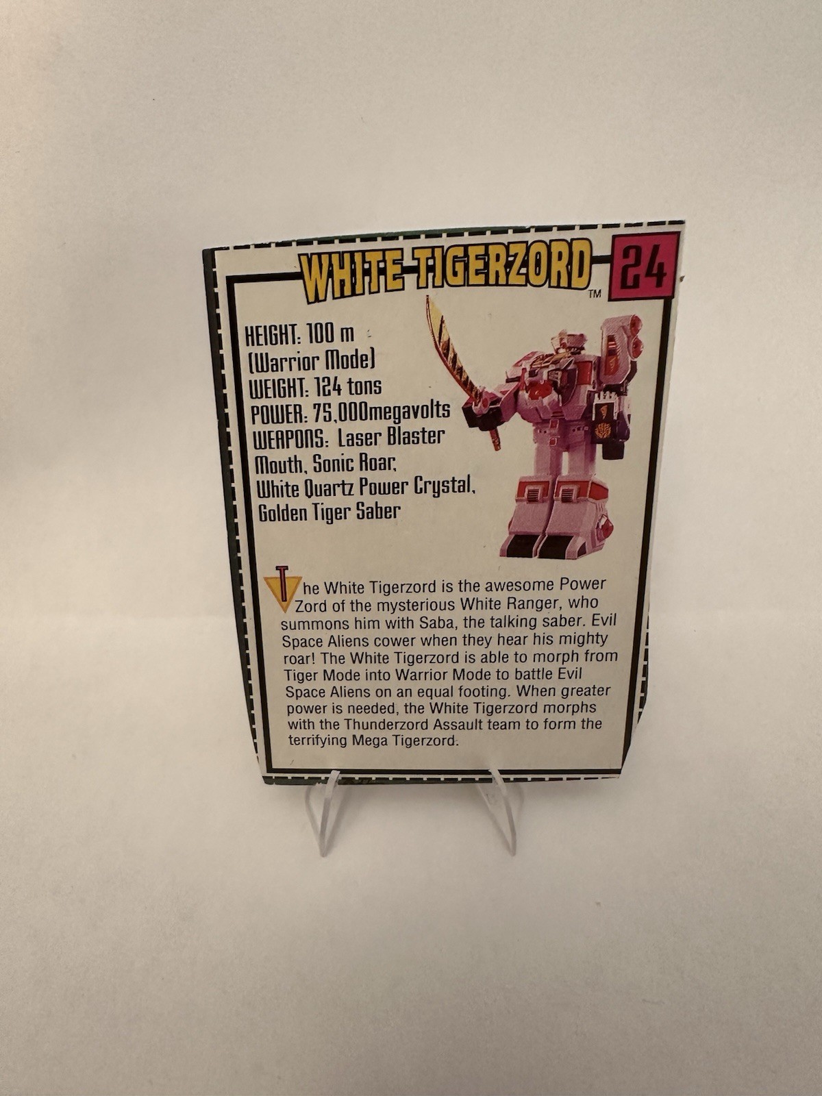 Vintage MMPR Power Rangers White Tigerzord #24 Toy Box Cut Out Card Bandai Vintage MMPR Power Rangers White Tigerzord #24 Toy Box Cut Out Card Bandai