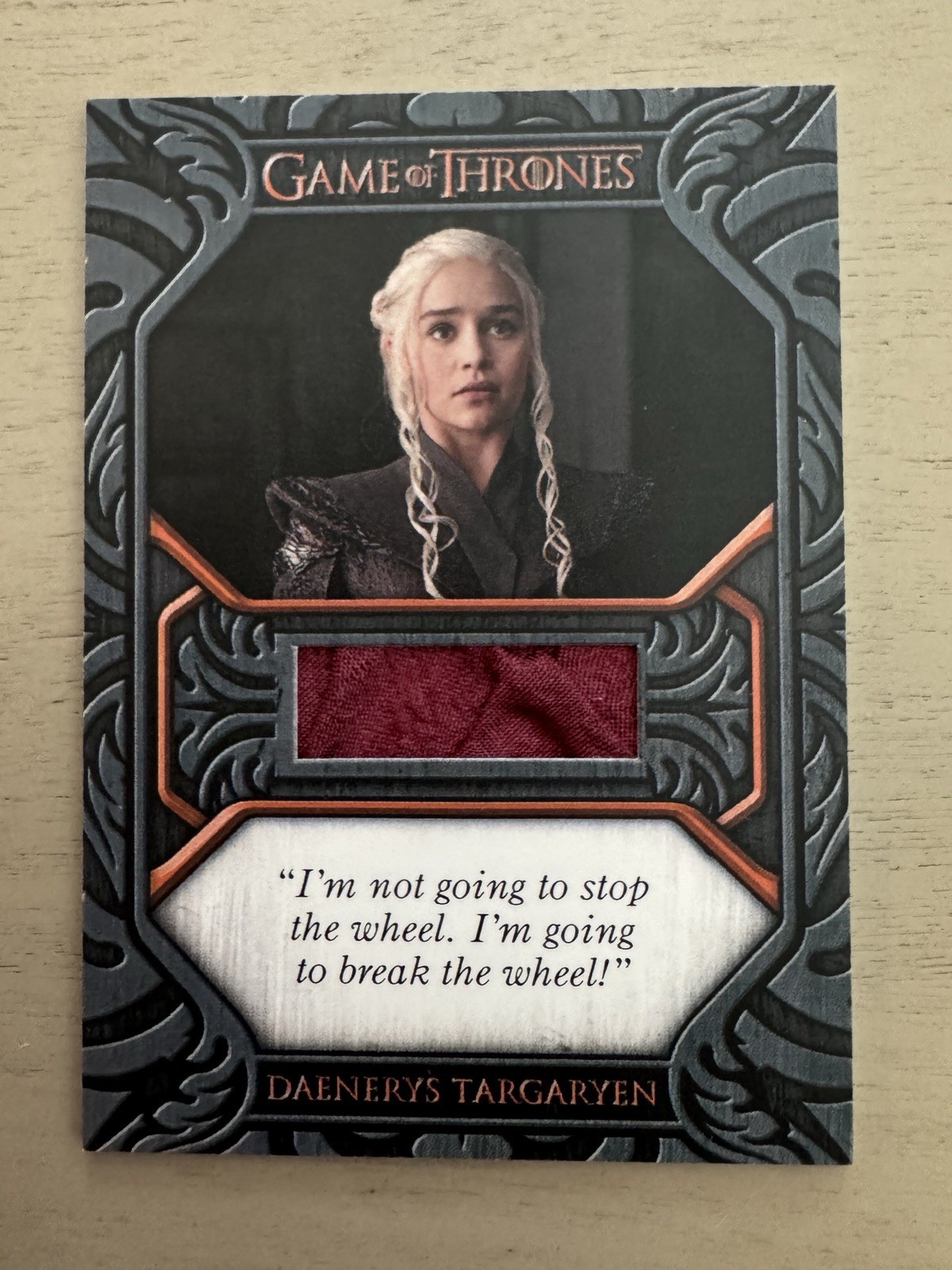 Daenerys Targaryen Costume Relic Card – Game of Thrones QC2 – Quote: “Wheel”