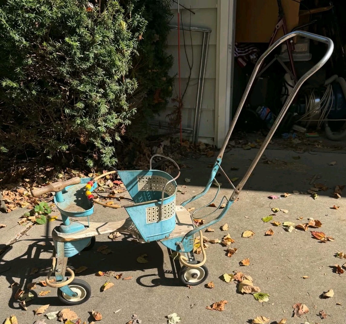 Vintage 1950\'s Genuine Taylor-Tot Baby Stroller Walker Buggy Carriage Blue/White