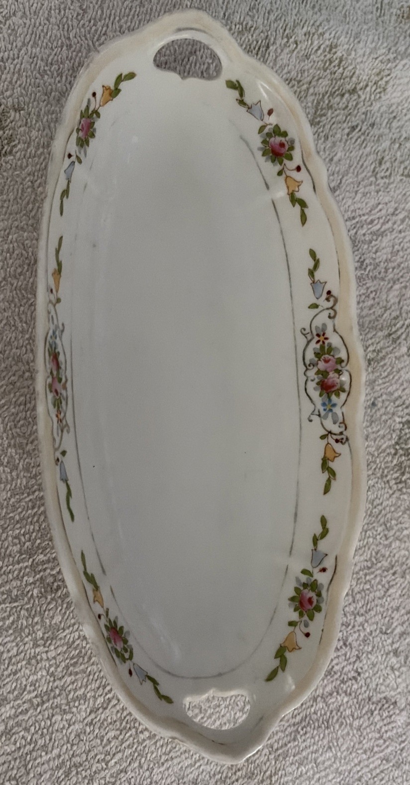 NIPPON Japan Handpainted Porcelain Relish Dish Vintage DoubleHandled No Chips NIPPON Japan Handpainted Porcelain Relish Dish Vintage DoubleHandled No Chips