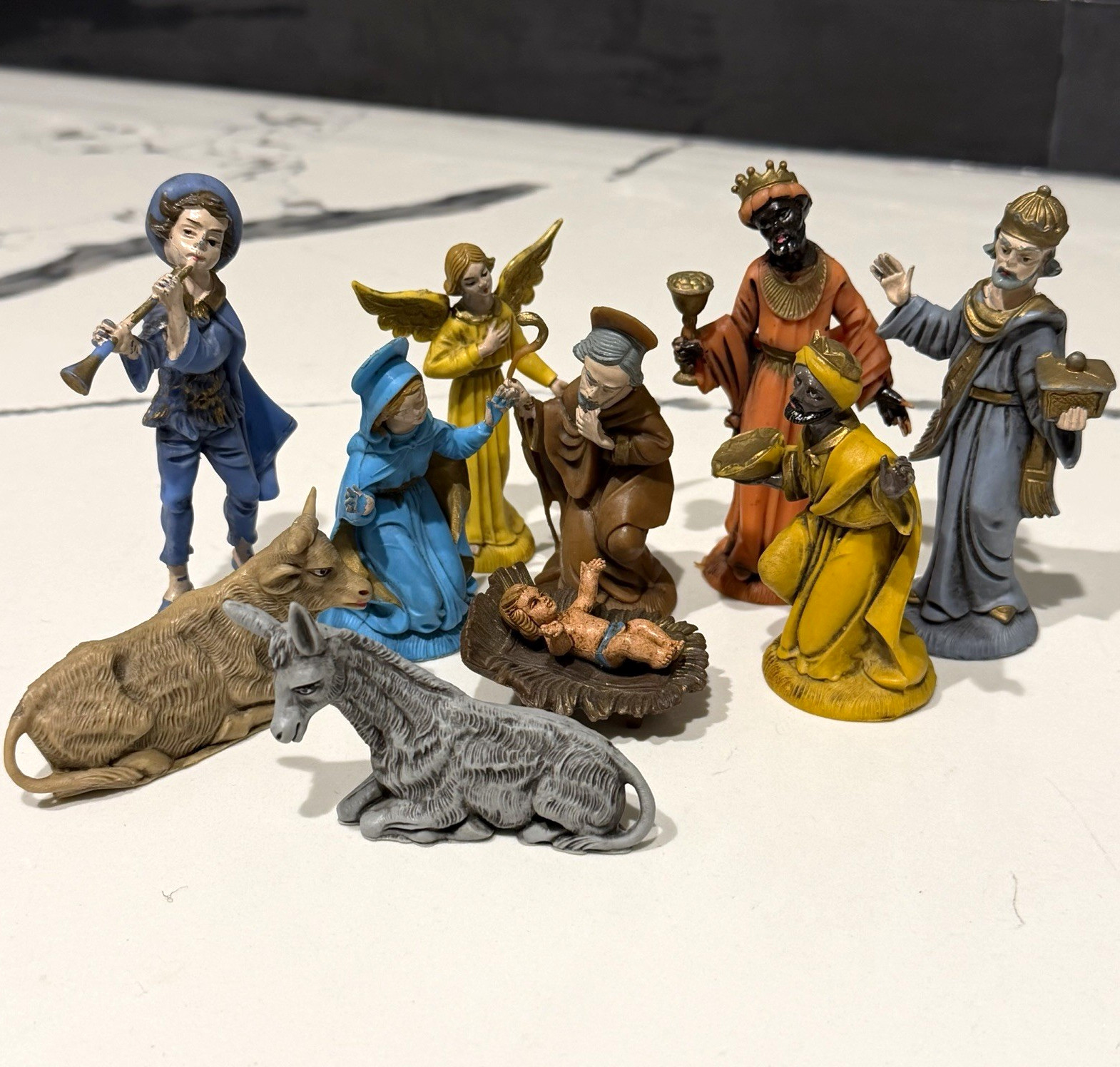Vintage Plastic Nativity 10 Piece Set, Made In Italy 