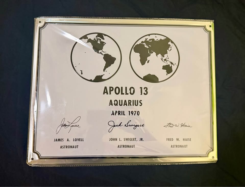 Apollo 13 Aquarius Cosmosphere Metal Wall Plaque NASA Space Memorabilia 16.75