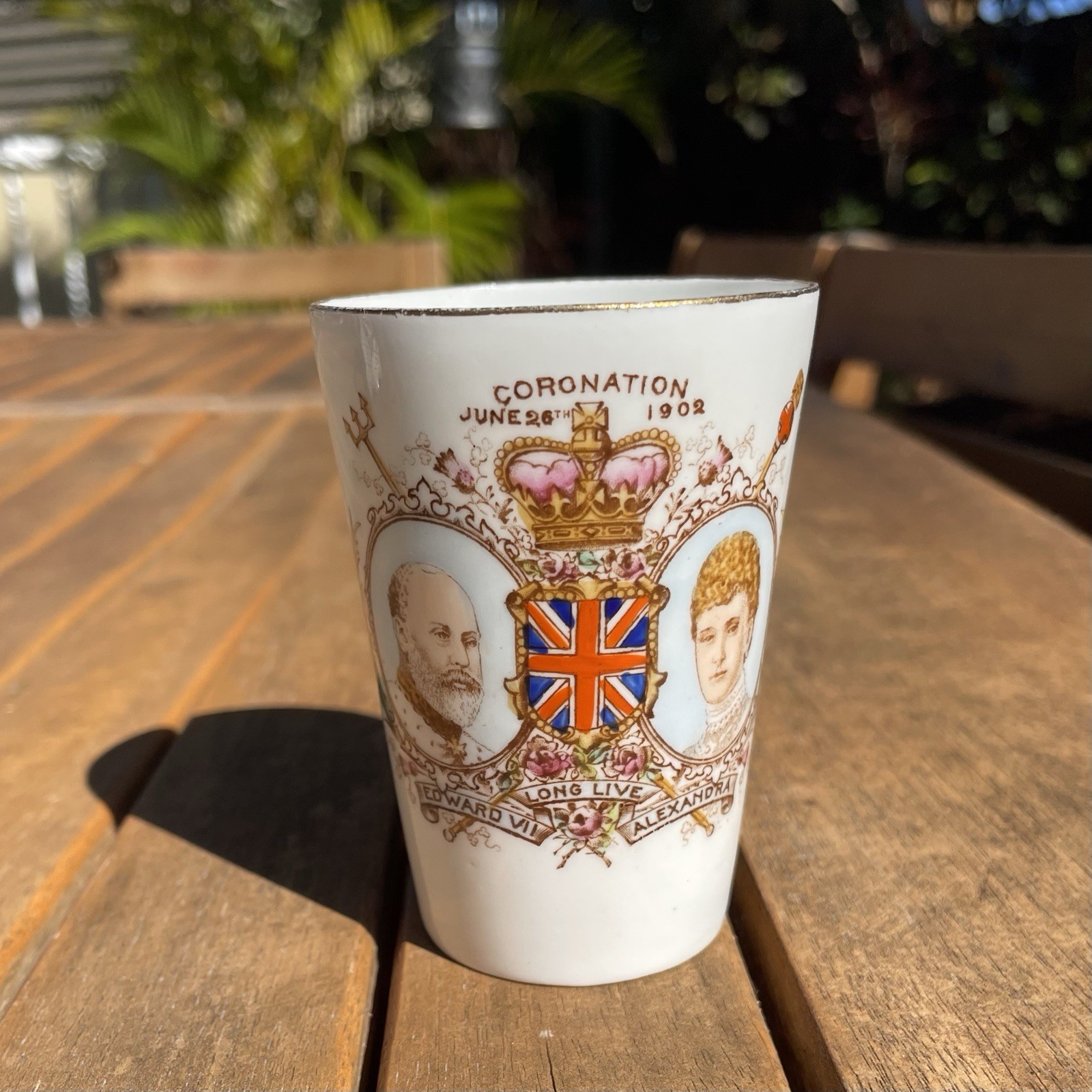 1902 Coronation of King Edward VII & Queen Alexandra Porcelain Beaker, England
