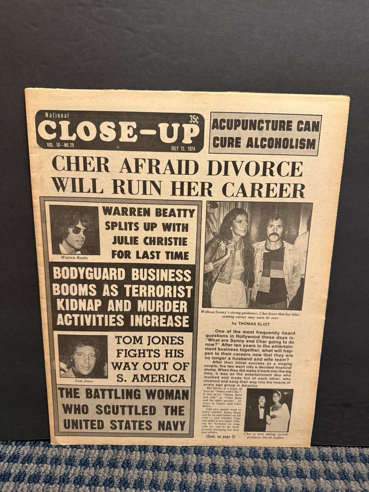 1974 July 15th National Close-Up Newspaper, Warren Beatty, Tom Jones, Cher (10U) 1974 July 15th National Close-Up Newspaper, Warren Beatty, Tom Jones, Cher (10U)