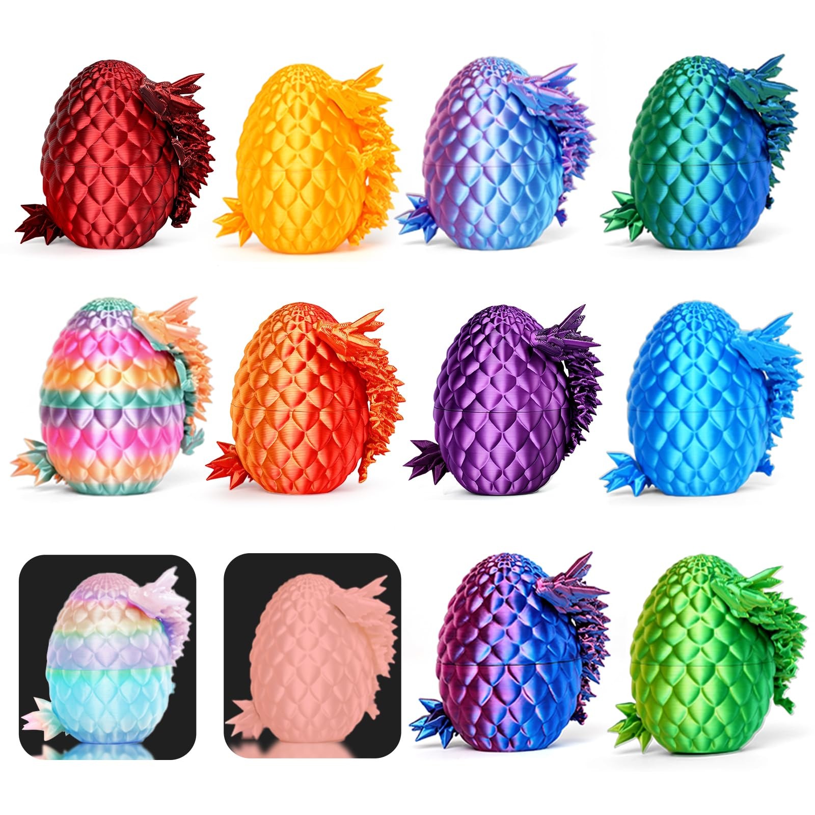 12PCS 3D Printed Dragon Eggs, Easter Basket Small to Medium, 12pc(color-a) 12PCS 3D Printed Dragon Eggs, Easter Basket Small to Medium, 12pc(color-a)