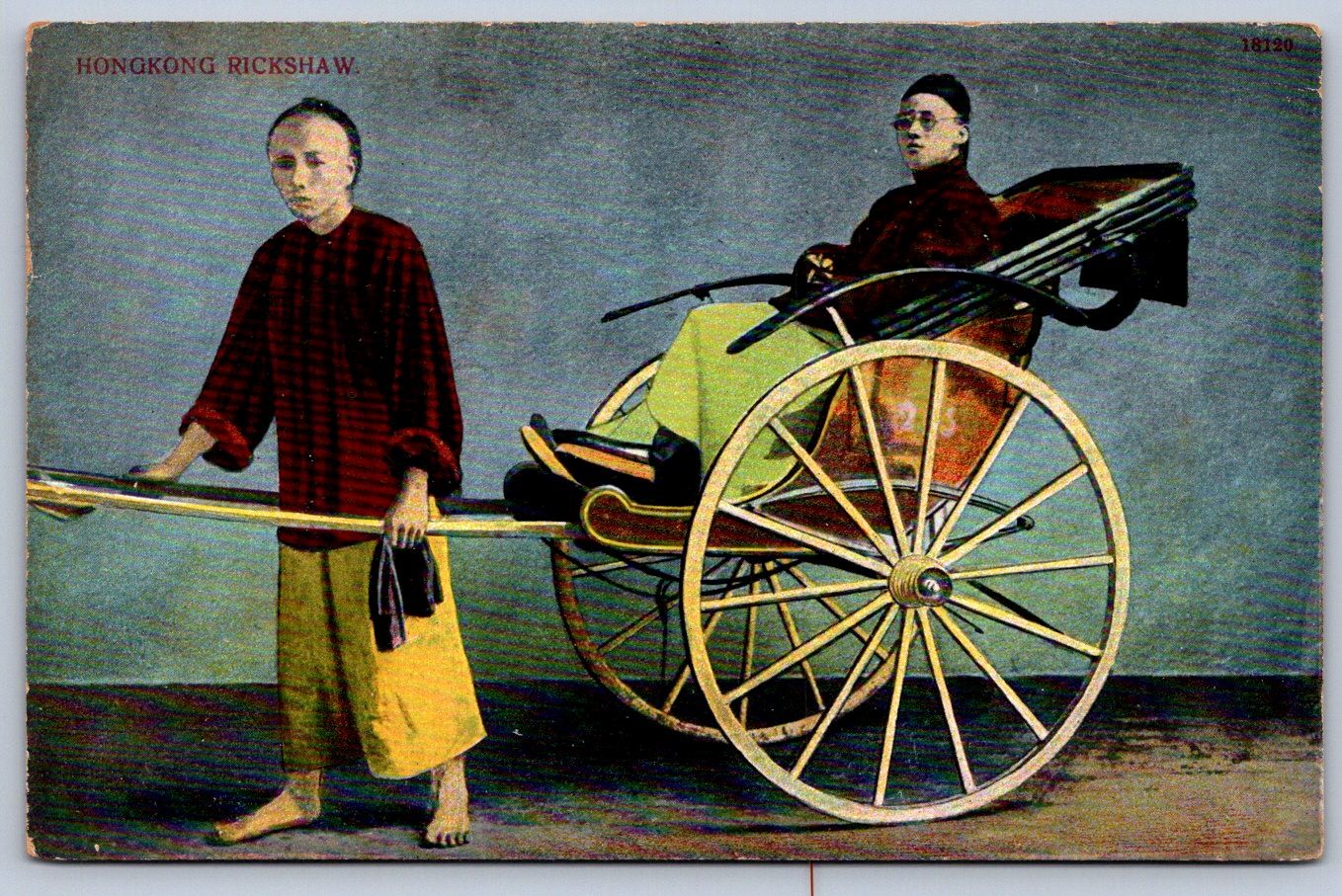 K42/ China Postcard Foreign c1910 Hong Kong Rickshaw Travel 202