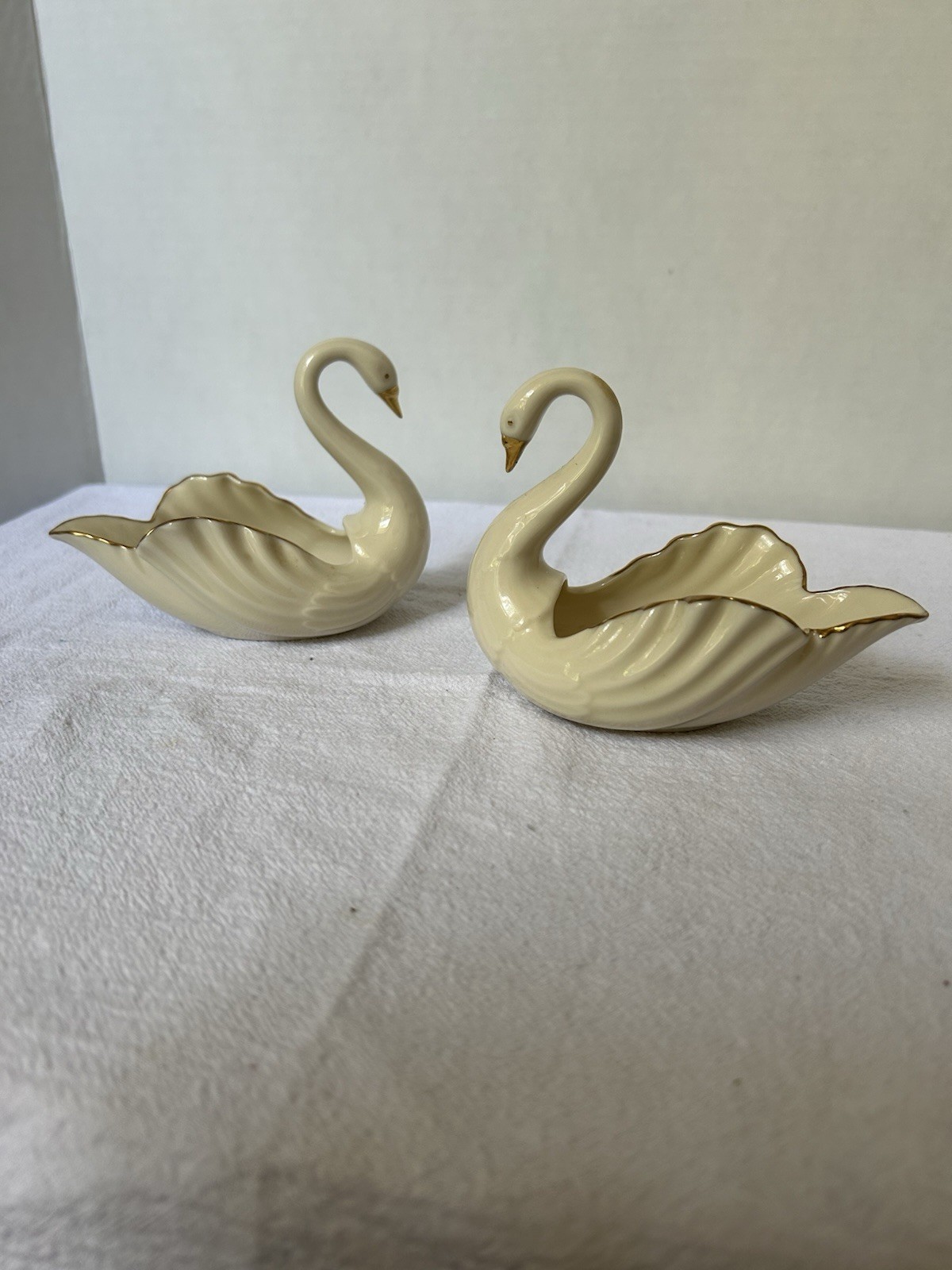 Vintage 24k Gold Lenox Porcelain Swan Figurines Set of 2