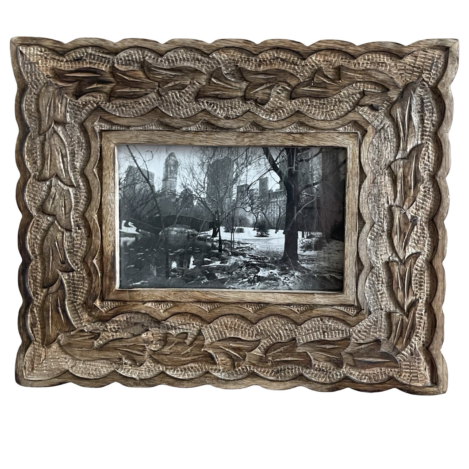 Vintage Hand Carved Mango Wood Standing 8x10 Picture Frame for 3.5\ Vintage Hand Carved Mango Wood Standing 8x10 Picture Frame for 3.5\