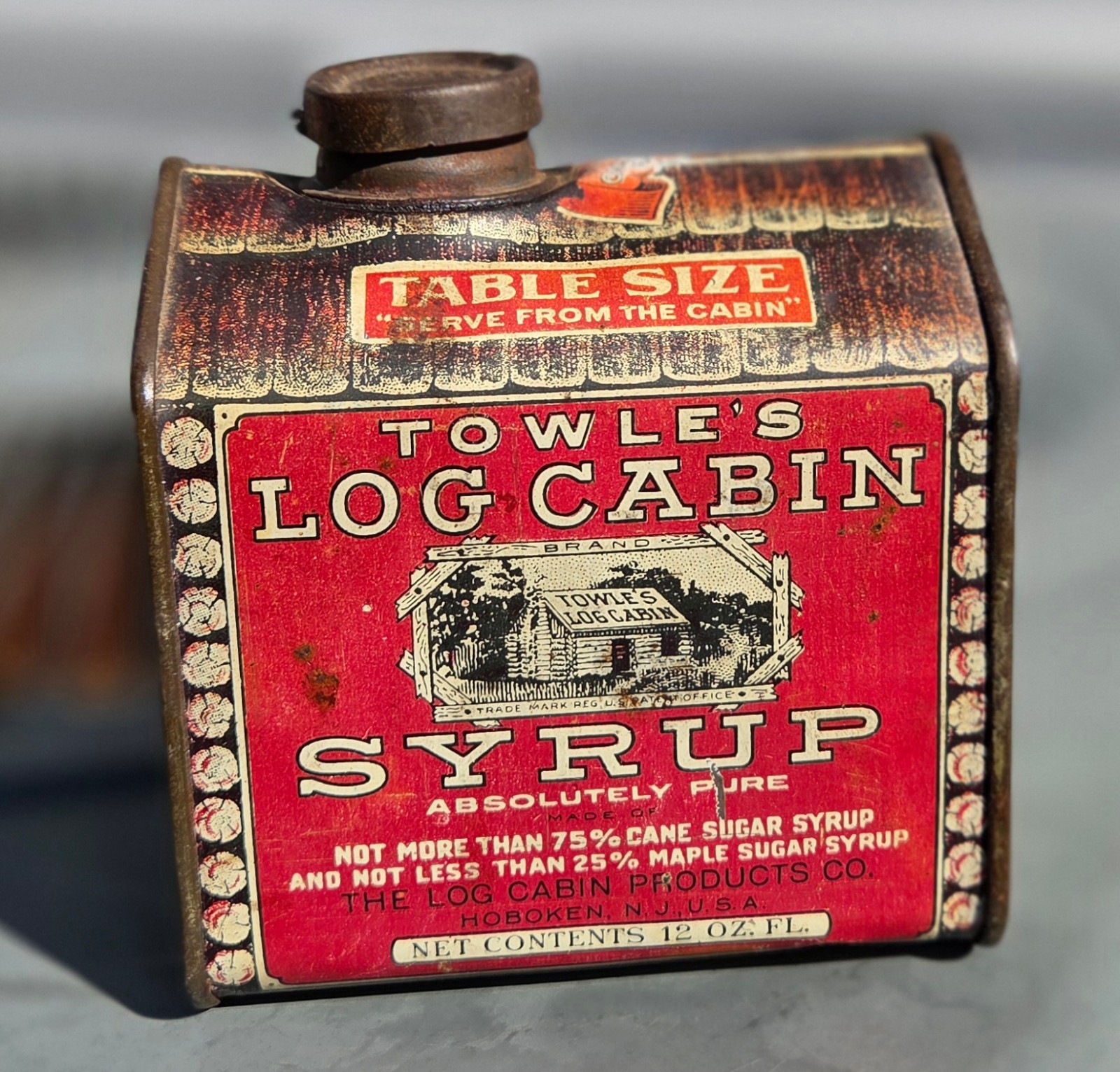 Vintage Towle\'s Log Cabin Syrup Table Size 12 oz With Cap Vintage Towle\'s Log Cabin Syrup Table Size 12 oz With Cap