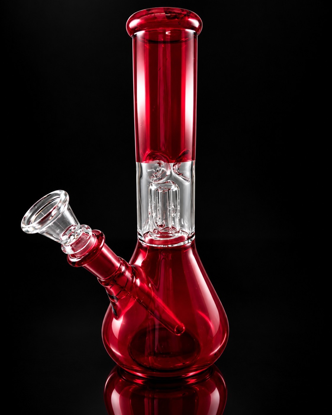 8 Inch Ruby Red Glass Tobacco Water Pipe Beaker Base Removable Downstem
