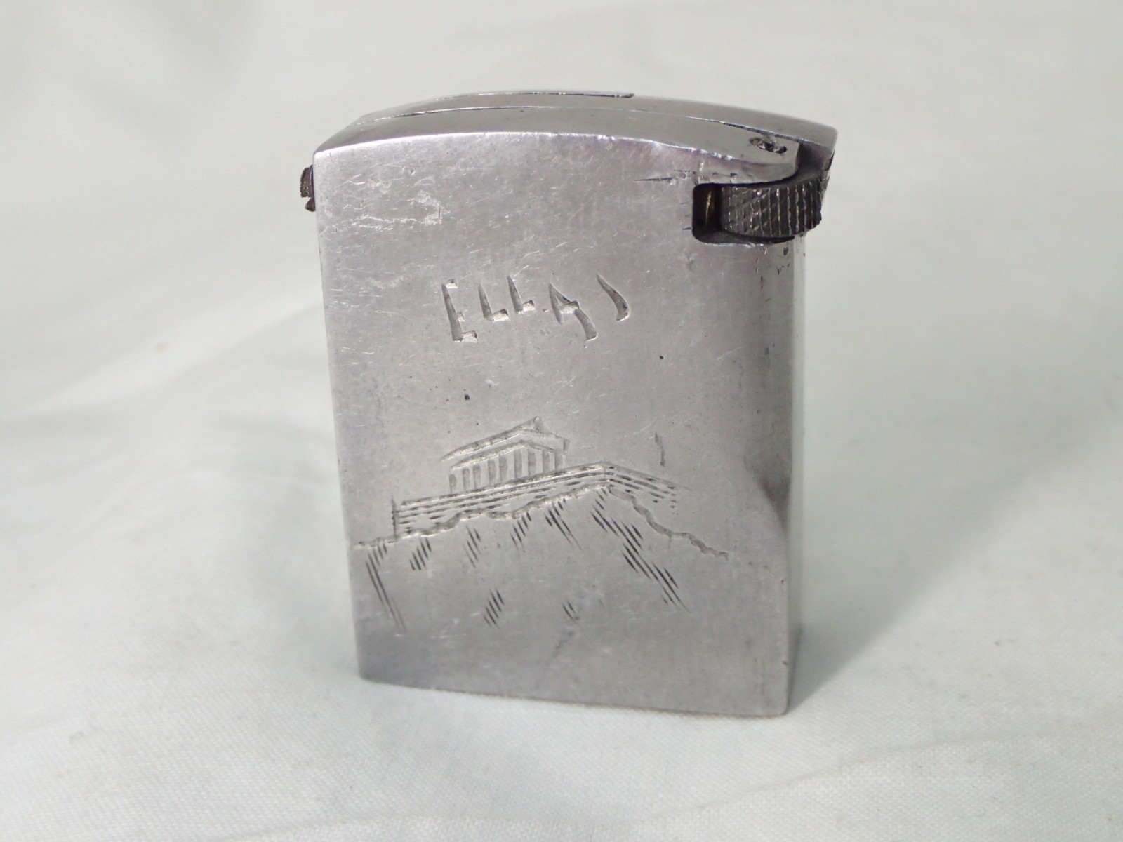 Vintage WW2 Trench Art Aluminium Block Lighter Working Parthenon Acropolis Hella Vintage WW2 Trench Art Aluminium Block Lighter Working Parthenon Acropolis Hella
