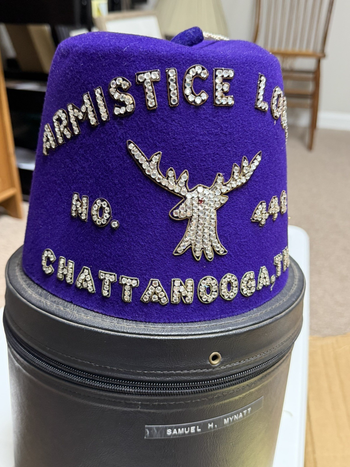 Vintage IBPOEW Purple Rhinestone Fez Armistice Lodge 448 Chattanooga TN + Case