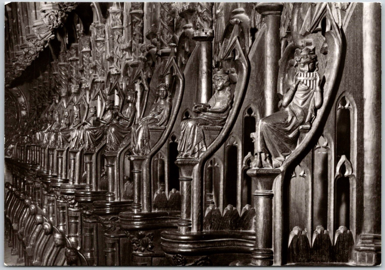 Erfurt Germany Dom Cathedral Church Choir Stalls Sepia RPPC Postcard