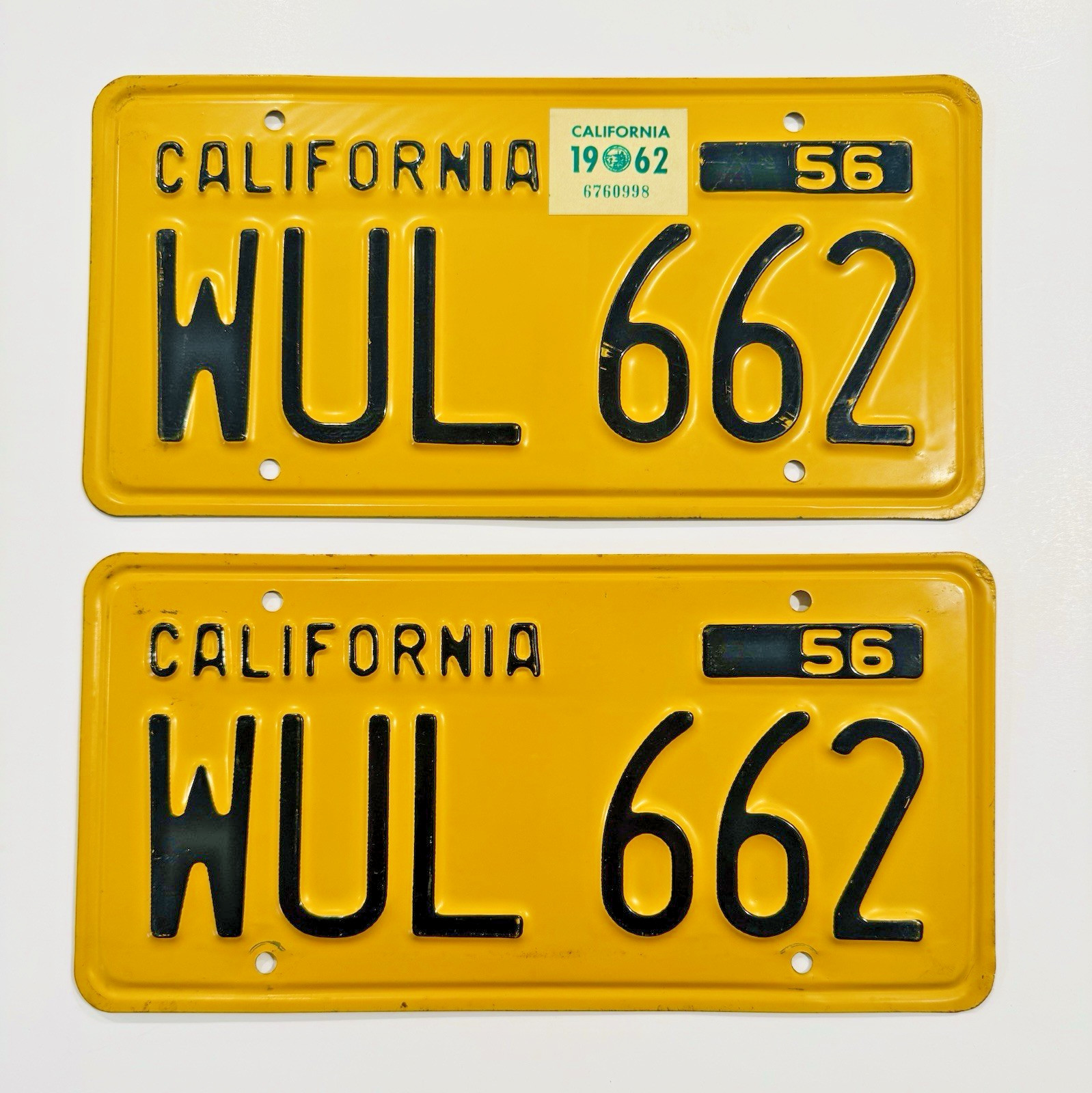1956 California License Plates DMV Clear 1962 Chevrolet Impala 1962 validation