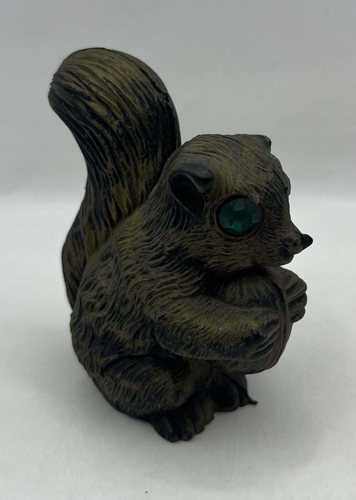 Vtg Hard Rubber Squirrel Green Rhinestone Eyes Italian Figure Made In Italy 