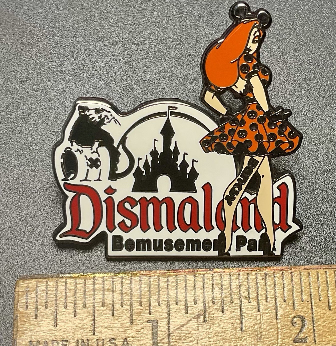 Banksy Dismaland Bemusement Park Enamel Pin Orange Dress Jessica Rabbit 49/50 Banksy Dismaland Bemusement Park Enamel Pin Orange Dress Jessica Rabbit 49/50