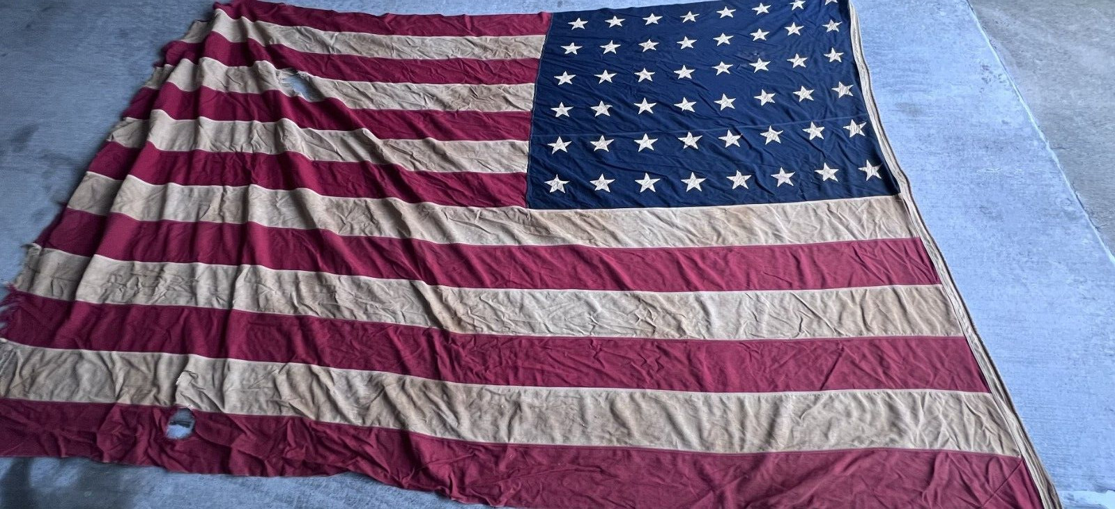 Vintage 48 Star American Flag Large Sewn Stars Stripes Cotton Bunting 8ft x 5ft Vintage 48 Star American Flag Large Sewn Stars Stripes Cotton Bunting 8ft x 5ft