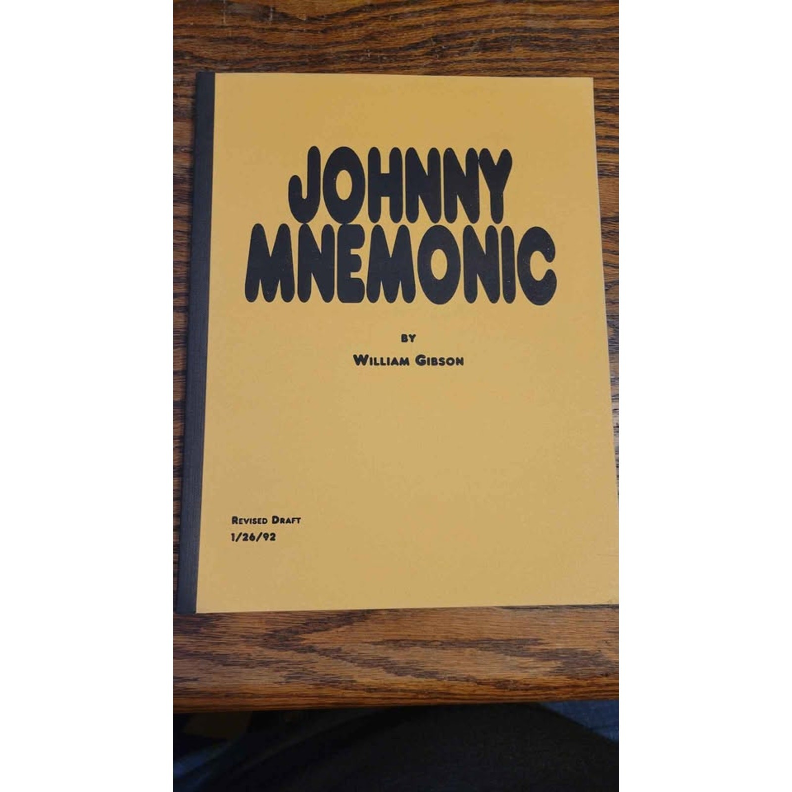 1992 Johnny Mnemonic Screenplay by William Gibson - Signed Revised Draft