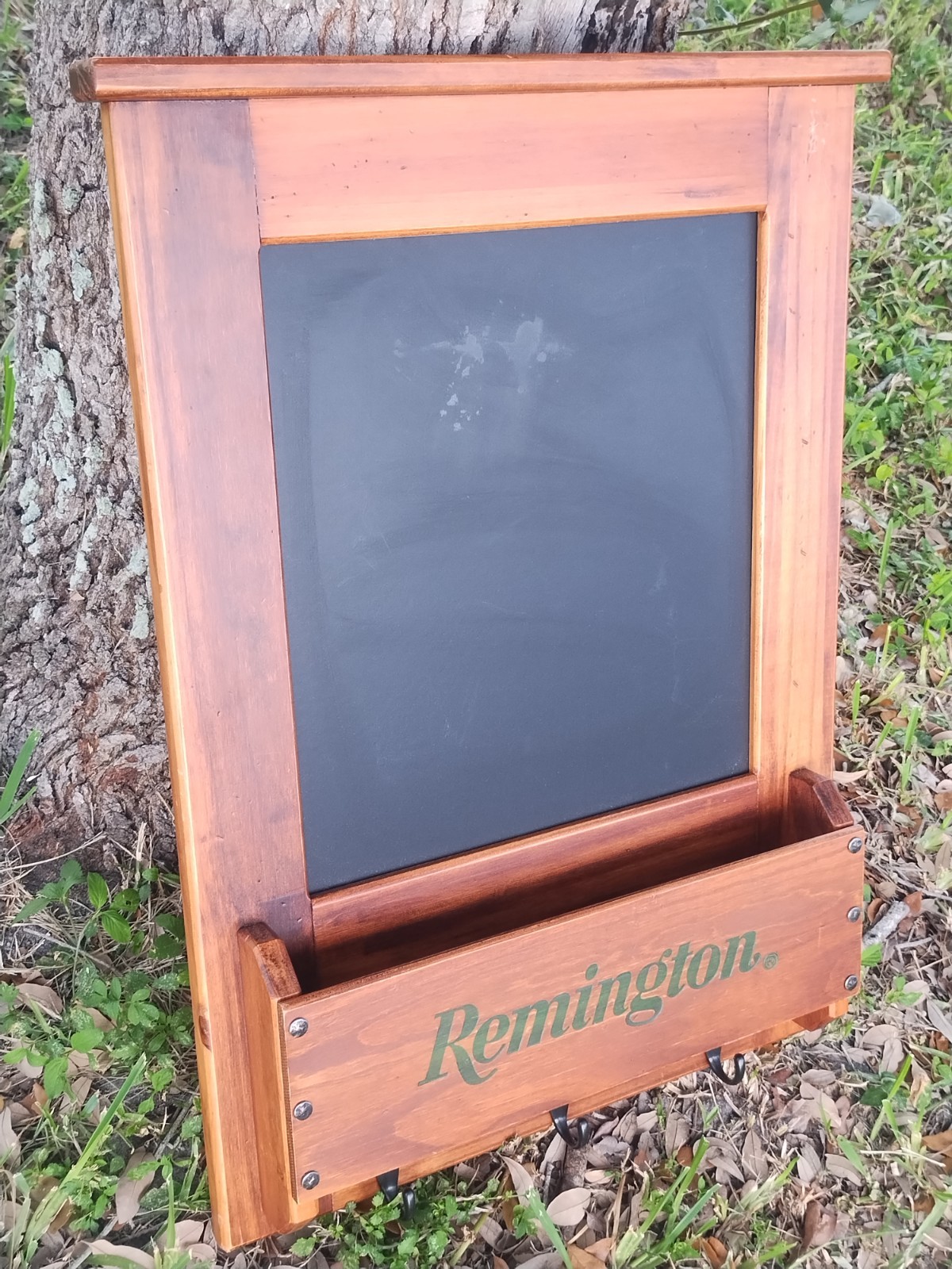 Remington Hunting Lodge Knotty Pine ~ Chalk Board~Key And Coat Hooks~Mail Drop