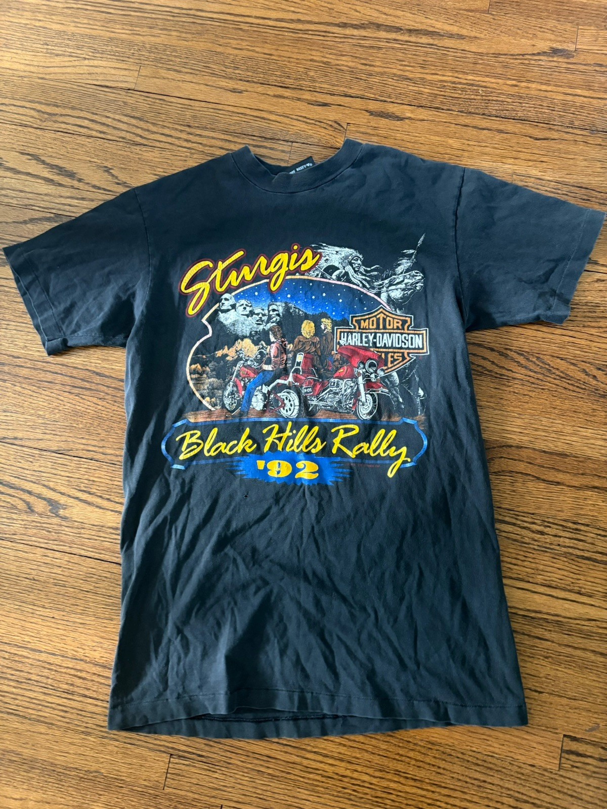 Harley-Davidson Black Hills Rally 1992 Sturgis Rapid City SD Black T-Shirt M