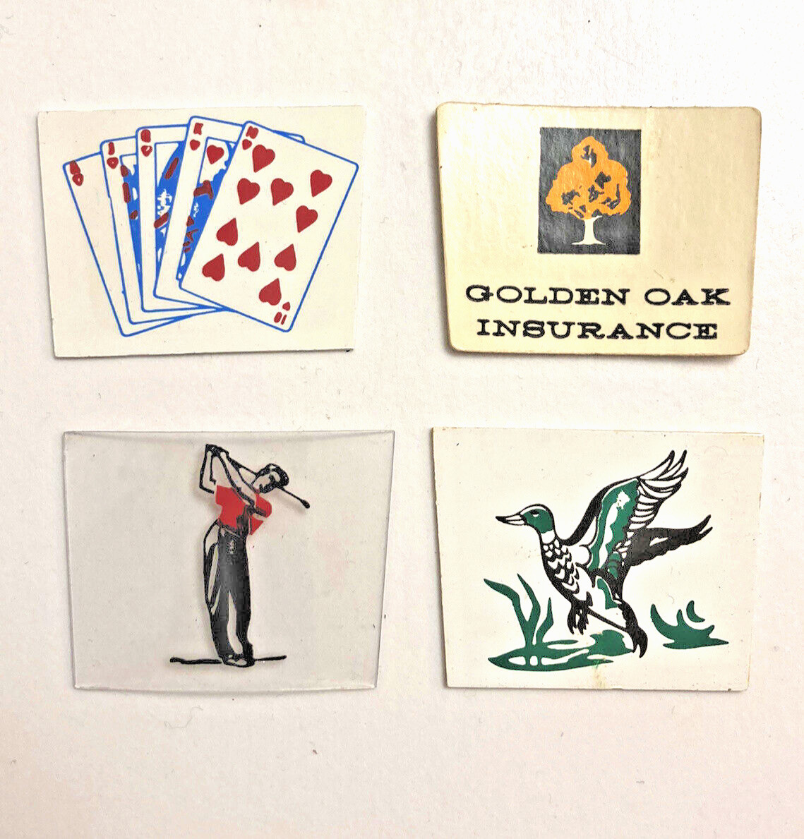 Vintage Mid Century vintage Mini Card Pieces (4) Golf, Duck, Oak, Cards Vintage Mid Century vintage Mini Card Pieces (4) Golf, Duck, Oak, Cards