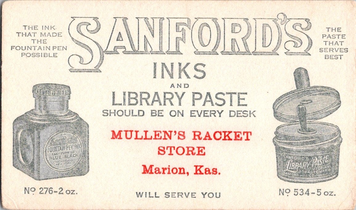 Vintage Antique SANFORDS WRITING FLUID FOUNTAIN PEN INK ADVERTISING BLOTTER