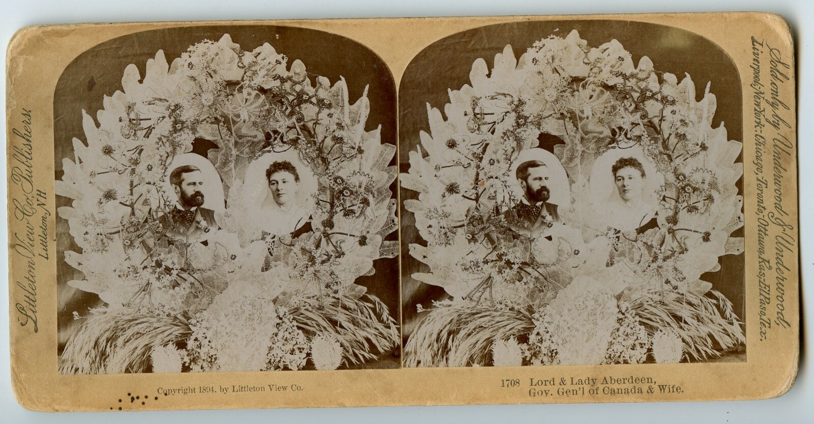 Lord and Lady Aberdeen, Governor General of Canada, Vintage Stereoview Photo Lord and Lady Aberdeen, Governor General of Canada, Vintage Stereoview Photo
