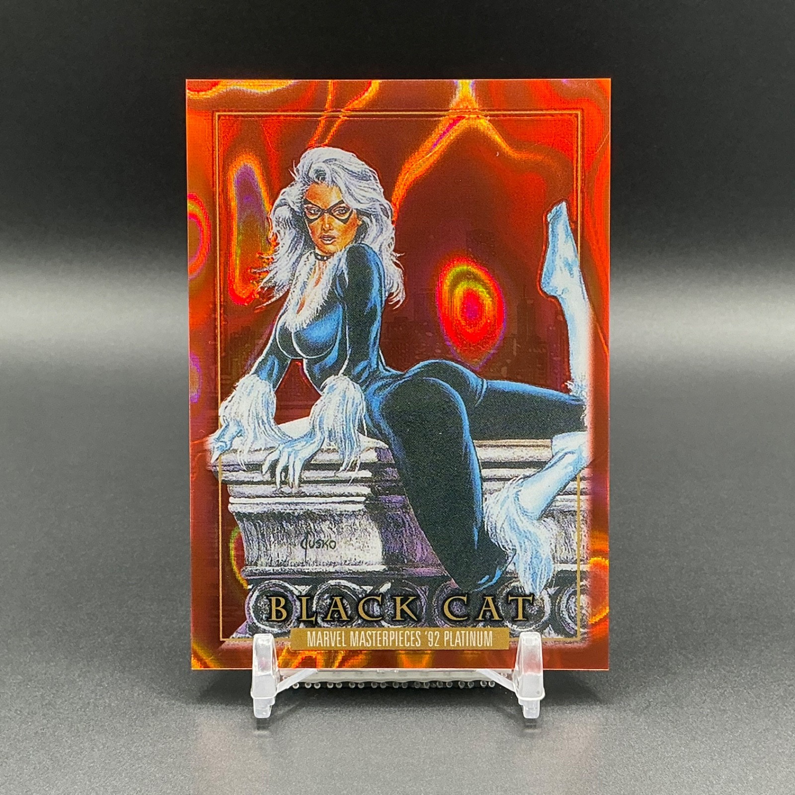 Black Cat 2024 Upper Deck Marvel Masterpieces 92 Platinum #5 Orange Lava /25 Black Cat 2024 Upper Deck Marvel Masterpieces 92 Platinum #5 Orange Lava /25