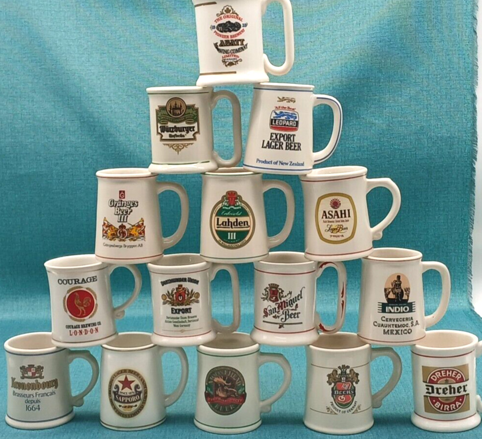 15 Franklin Porcelain Mini Official Tankards of The World’s Great Breweries 1981 15 Franklin Porcelain Mini Official Tankards of The World’s Great Breweries 1981